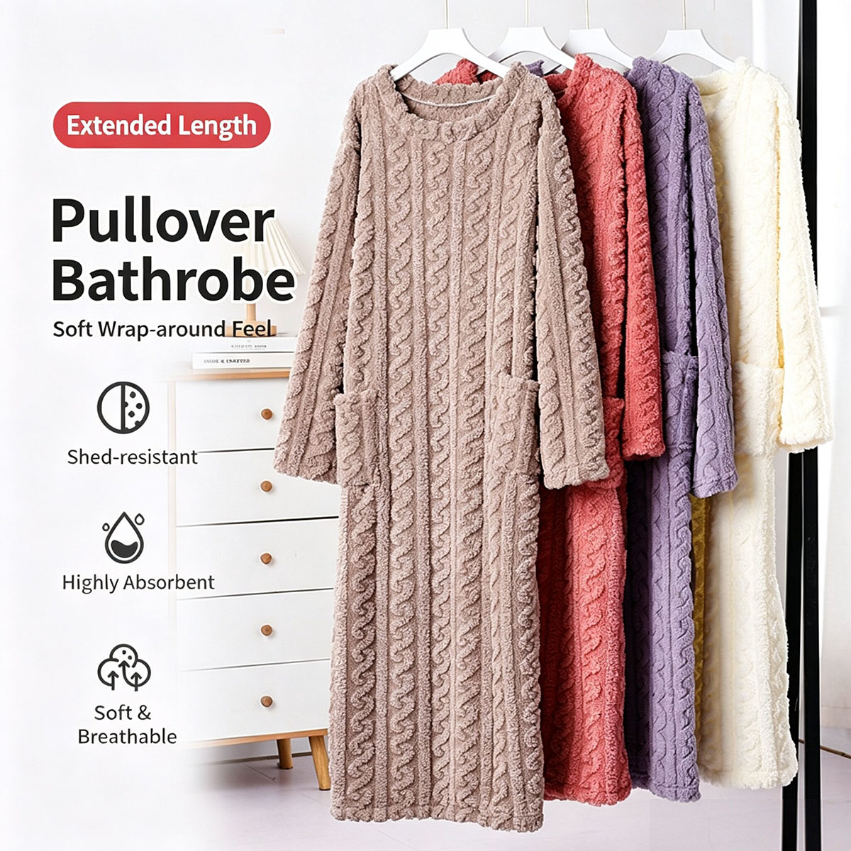 Bathrobe - Camisola de Veludo Coral de Inverno,