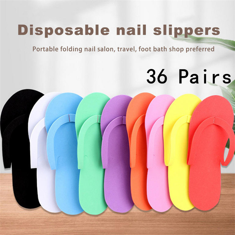 Foot Spa - Chinelos descartáveis ​​de cores aleatórias, 12/24/36