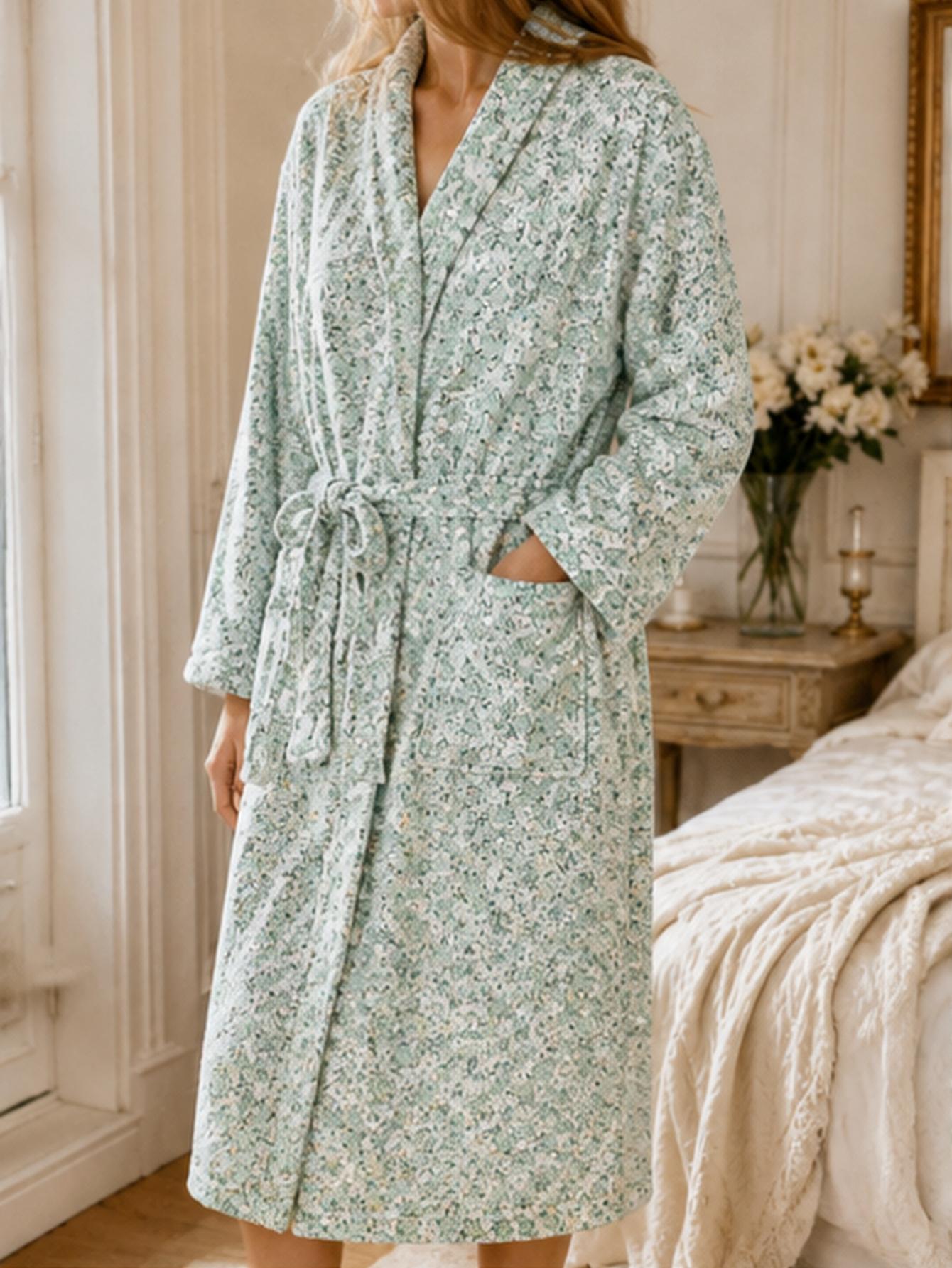 Roupão de lã coral com estampa - Bathrobe avaliação e preço