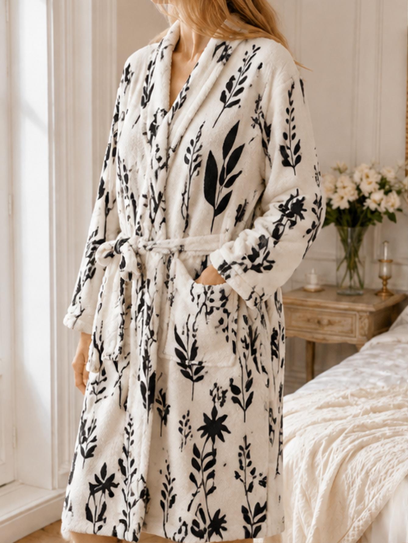 Roupão de lã coral com estampa - Bathrobe avaliação e preço